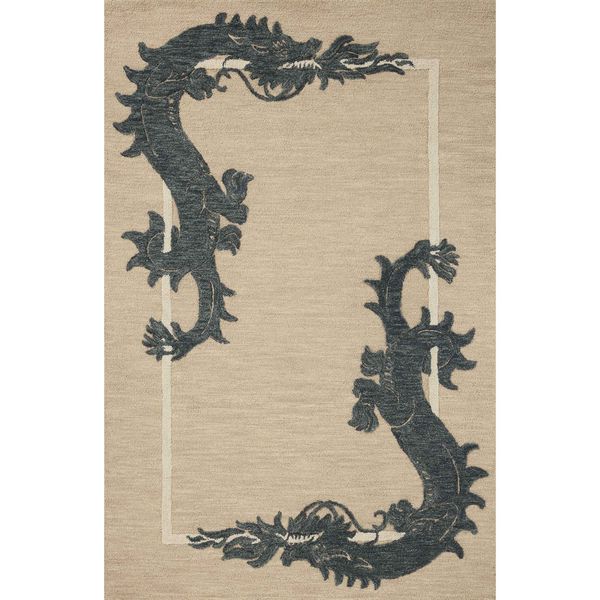 Tapis Romi RMI-01 Brigette Romanek ¡Á Loloi, Flocons d'Avoine/Minuit