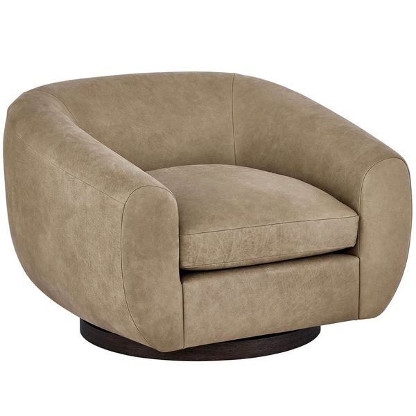 Fauteuil Pivotant Cuir Fitz, Caramel Vail