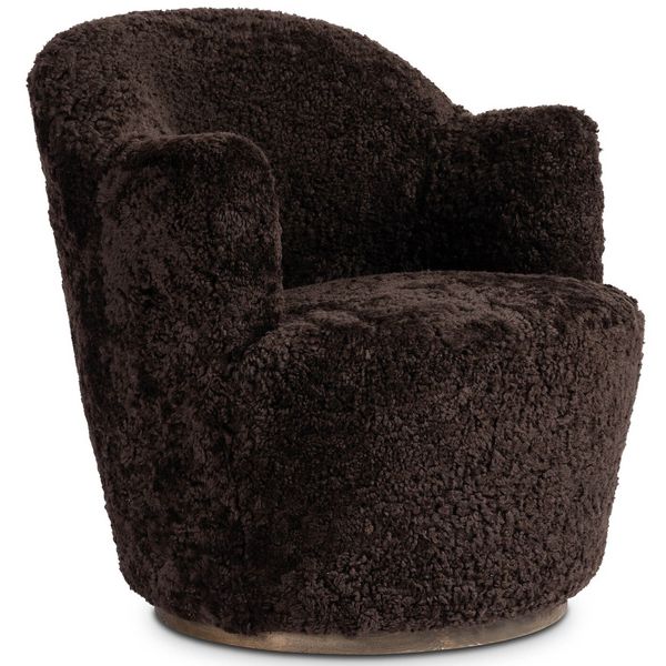 Fauteuil Pivotant Aurore, Peau Laine Cacao