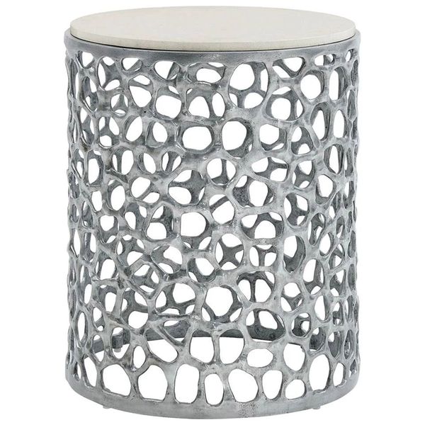 Table d'Appoint Ronde Corail, Nickel Ancien